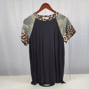 Stylish Black and Camo Women's Top